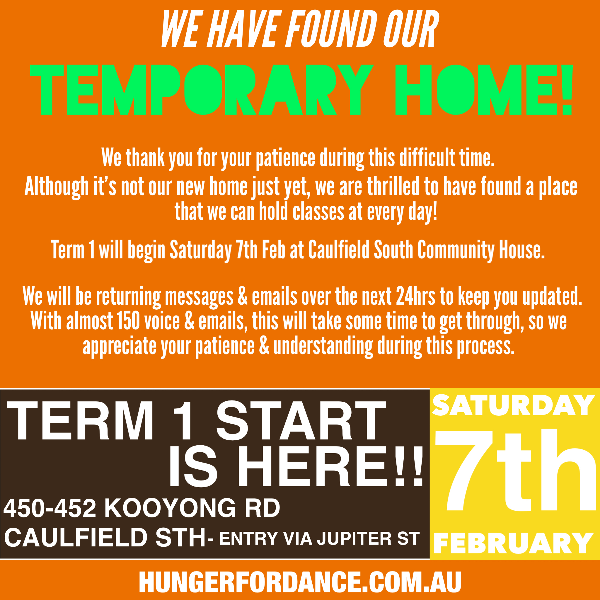 TERM 1 IS CONFIRMED! SAT 7TH FEB.